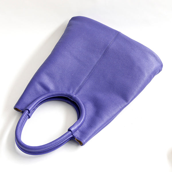 INDIA - Maxi bag with round handle in lilac leather