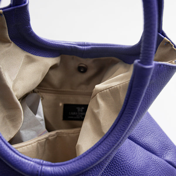 INDIA - Maxi bag with round handle in lilac leather