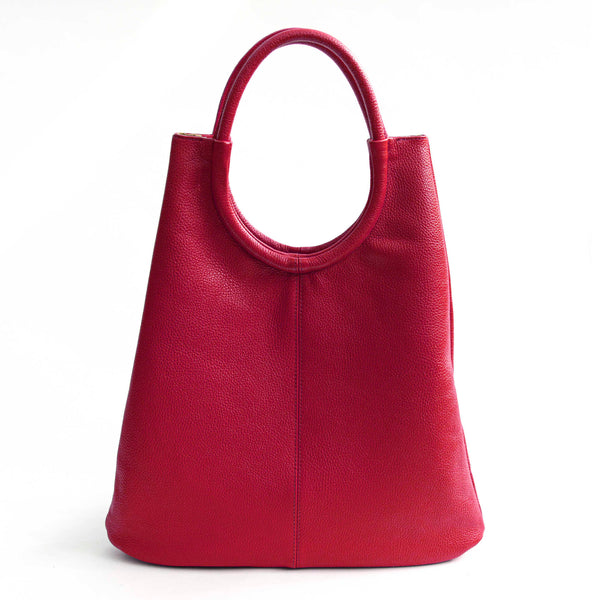 INDIA - Maxi borsa con manico tondo in pelle azalea
