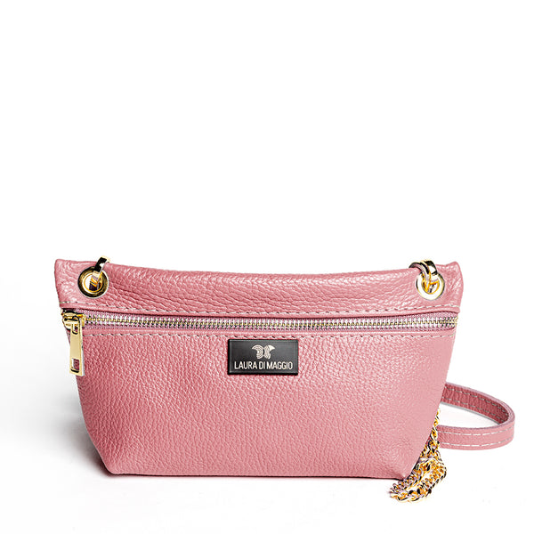 MILLI - Pochette in pelle con stampa dollaro lilla