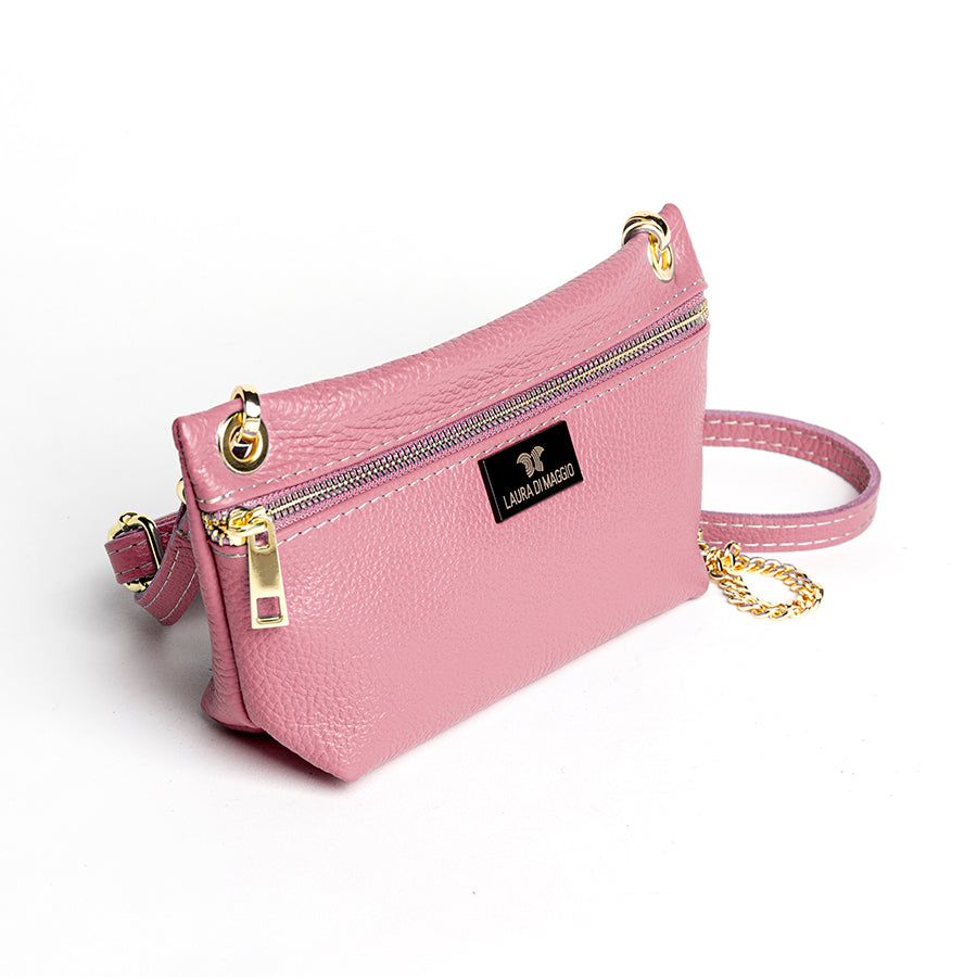 MILLI - Pochette in pelle con stampa dollaro lilla