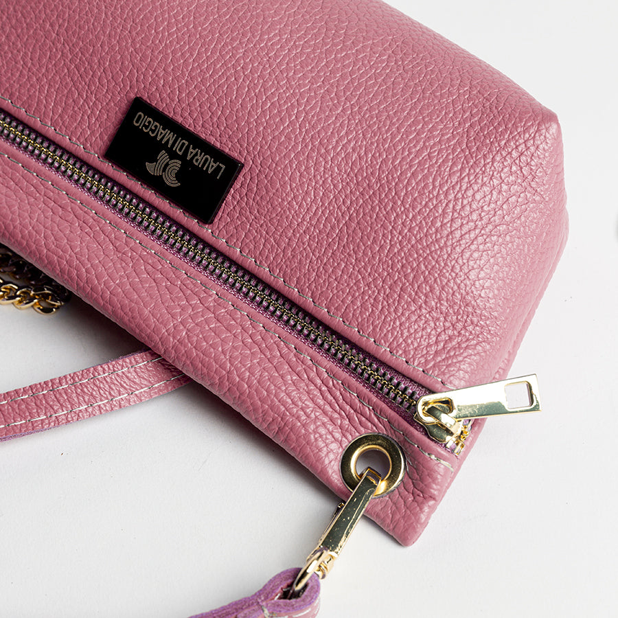 MILLI - Pochette in pelle con stampa dollaro lilla