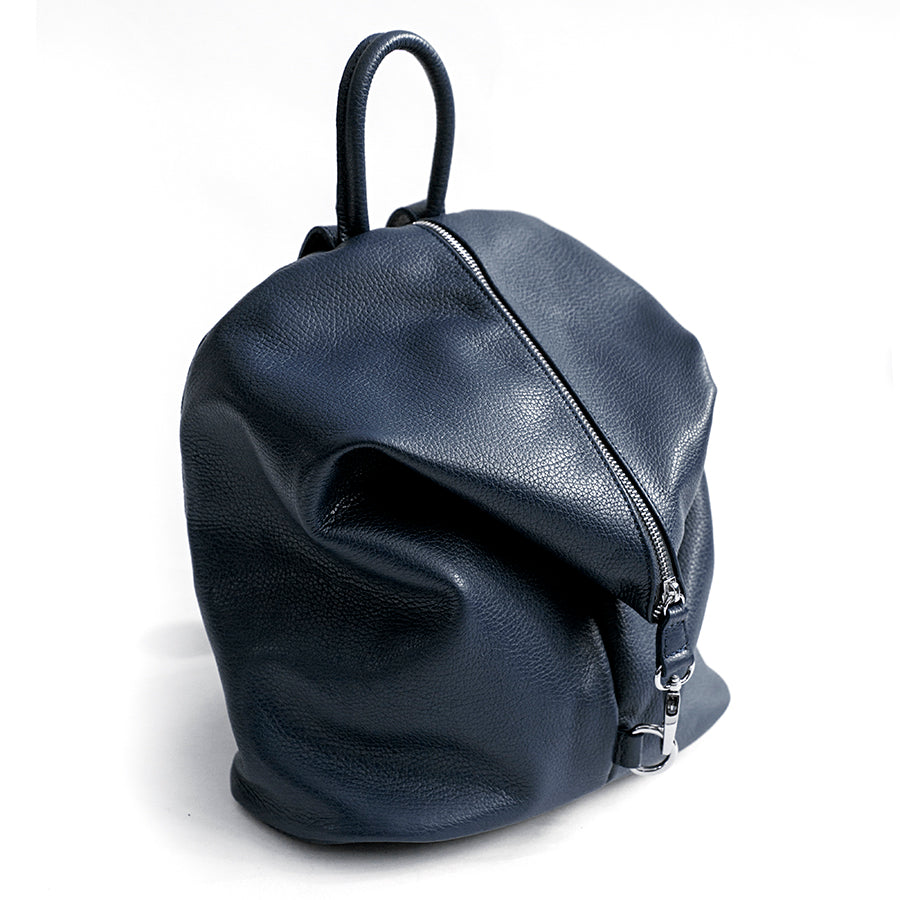 FLIP AM - Blue Leather Zip Backpack