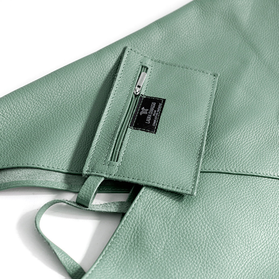 LINA AM - Maxi sacca in pelle menta