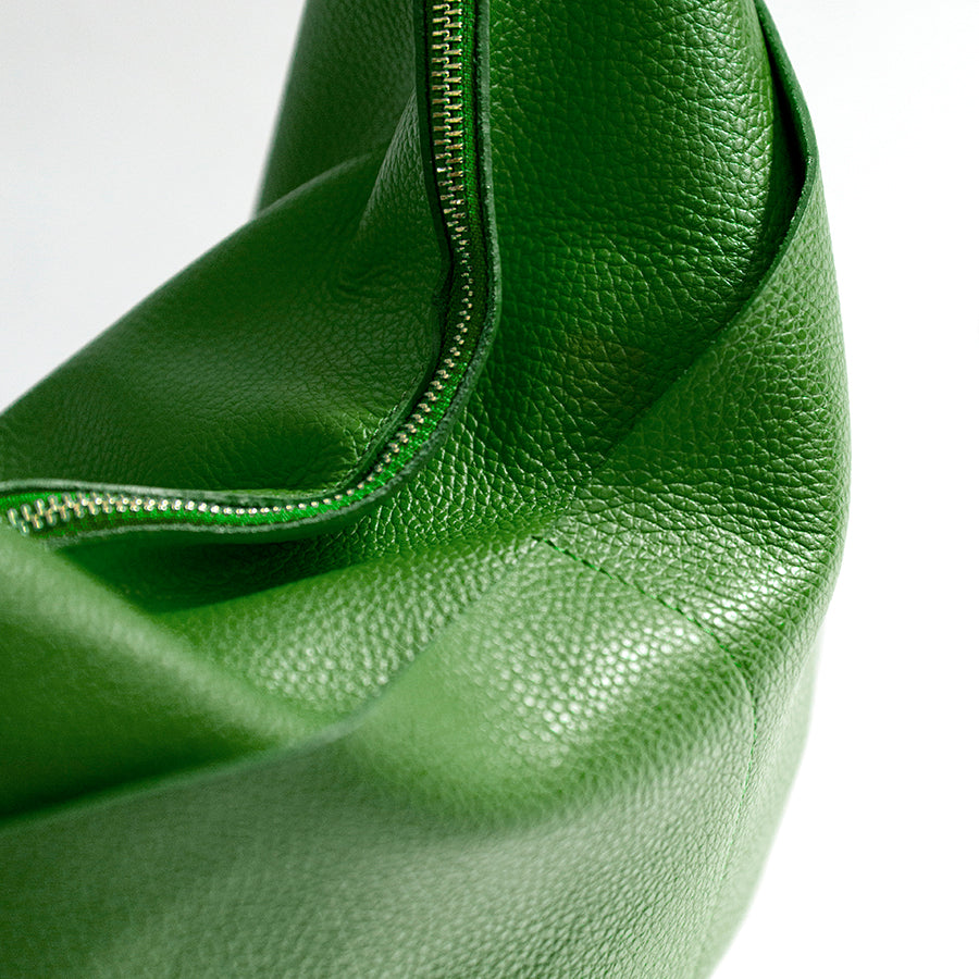 LOREN - Aloe Green Leather Bag with Pockets