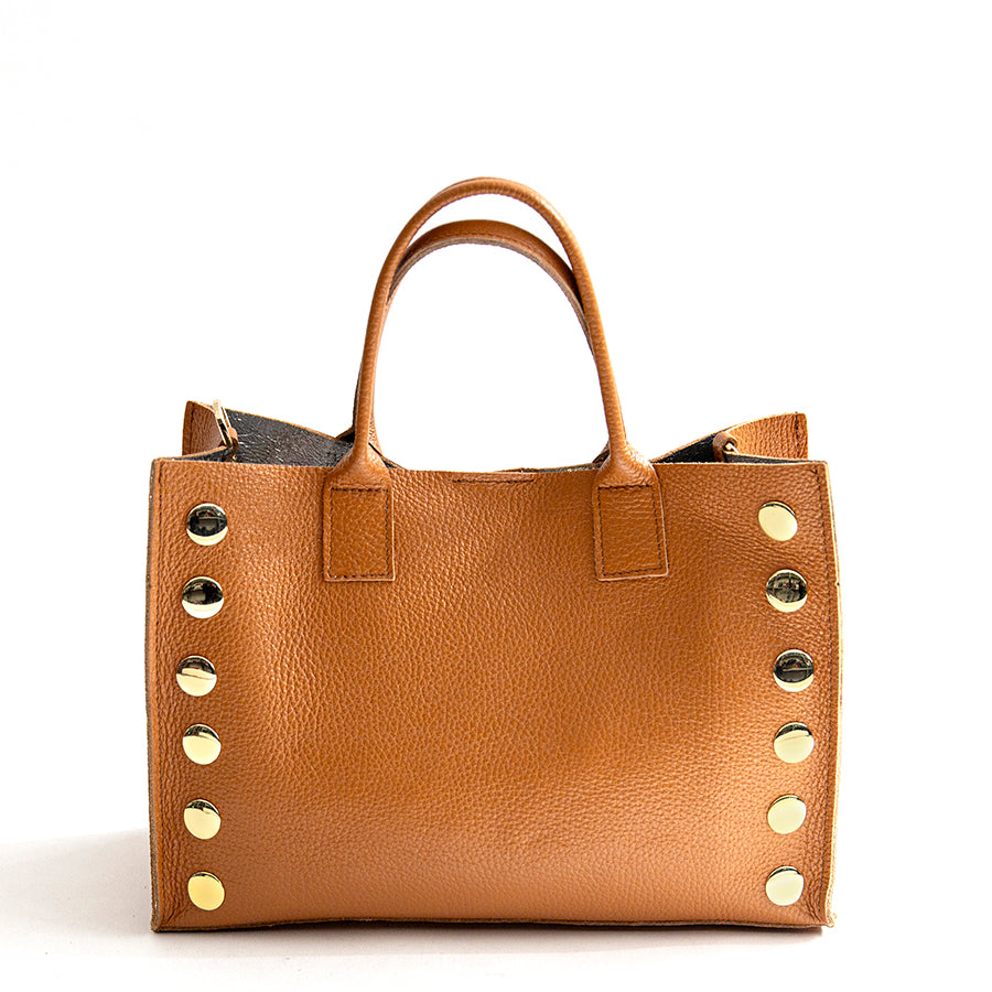 SAM IT - Shopping con borchie in pelle cuoio