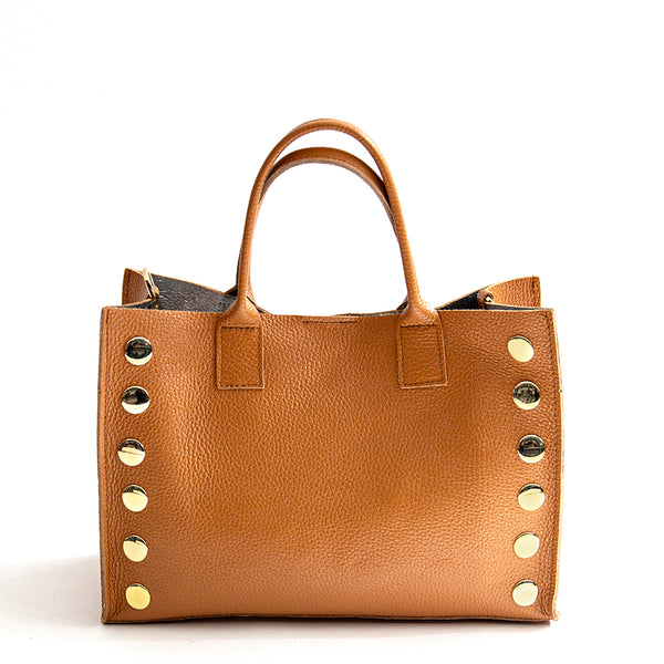 SAM IT - Shopping con borchie in pelle cuoio