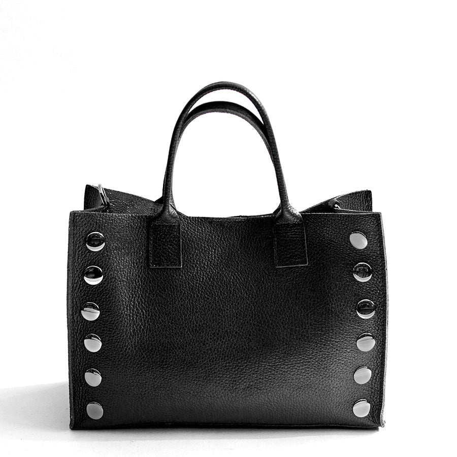 SAM IT - Shopping con Borchie in Pelle Nera