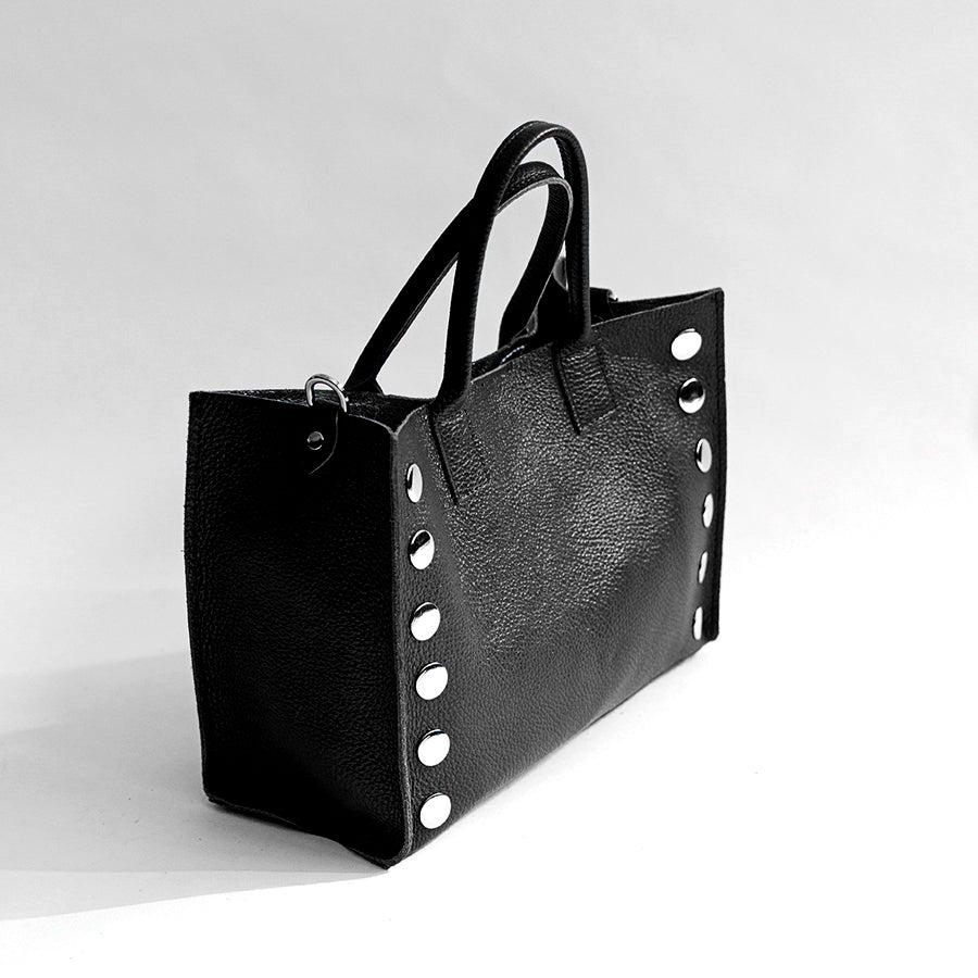 SAM IT - Shopping con Borchie in Pelle Nera