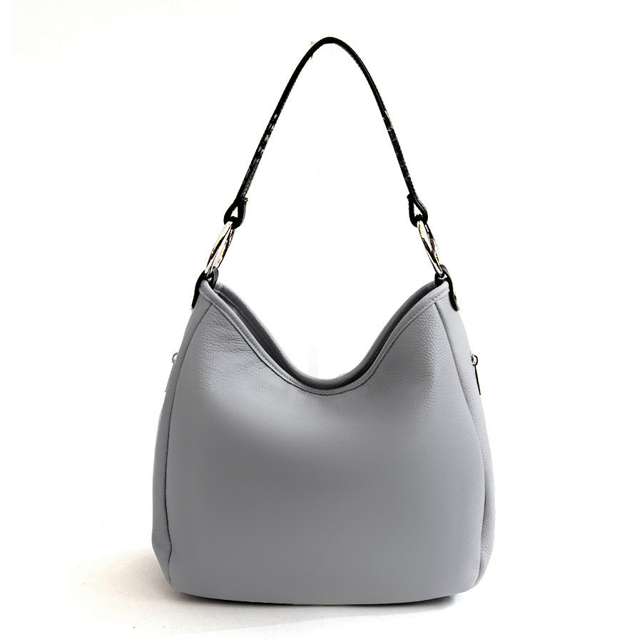 VIVIEN - Bag with gray nappa leather rings
