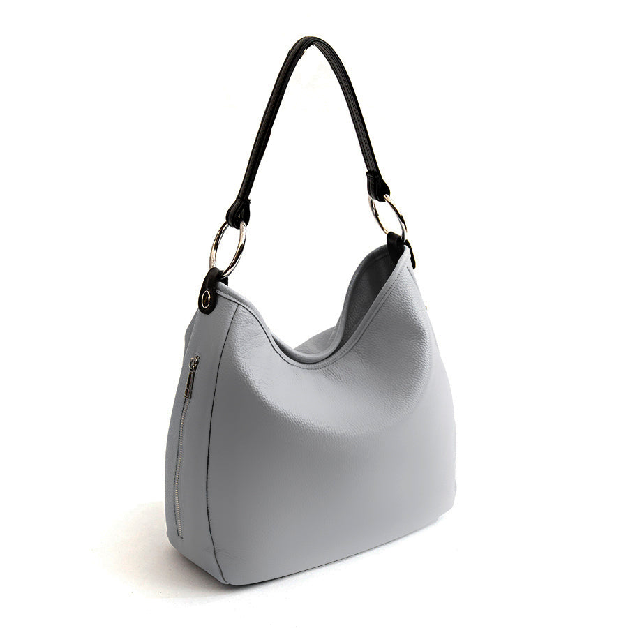 VIVIEN - Bag with gray nappa leather rings