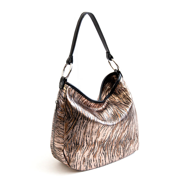 VIVIEN - Bag with bronze laminated leather rings