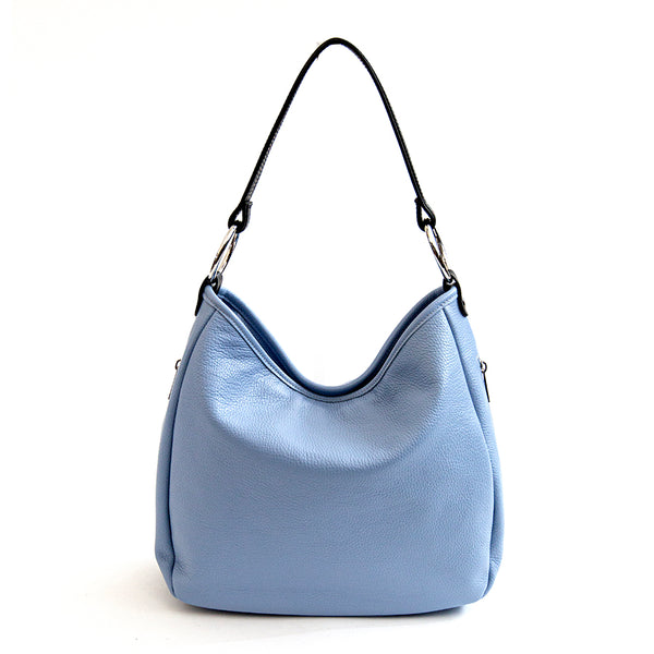 VIVIEN - Borsa con anelli in pelle blu dollar