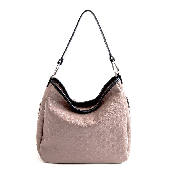 VIVIEN - Bag with leather rings in blush nail print