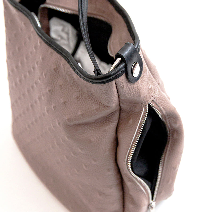 VIVIEN - Bag with leather rings in blush nail print