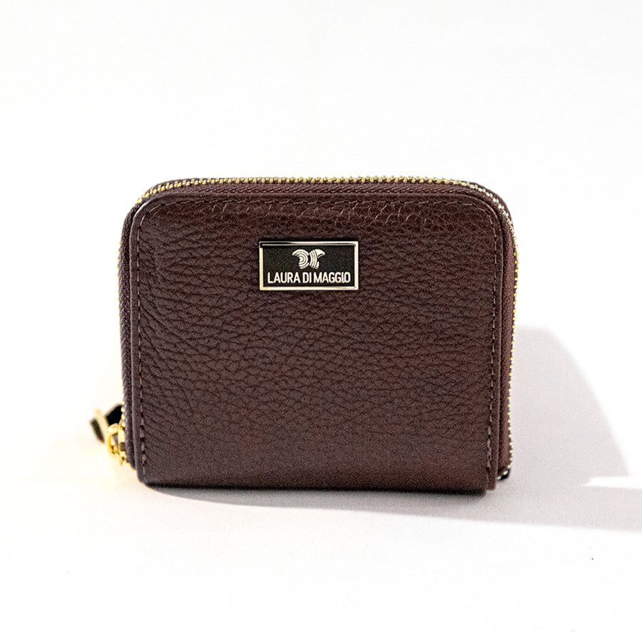 Mini Leather Wallet in Dark Brown