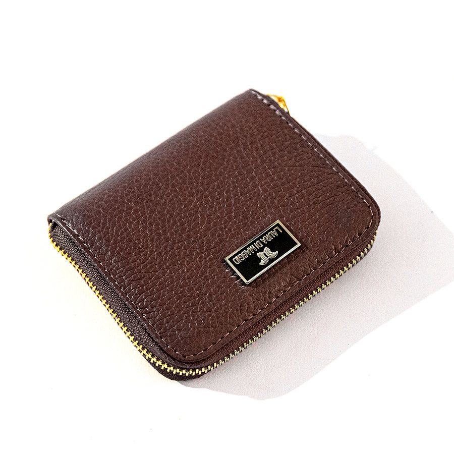 Mini Leather Wallet in Dark Brown