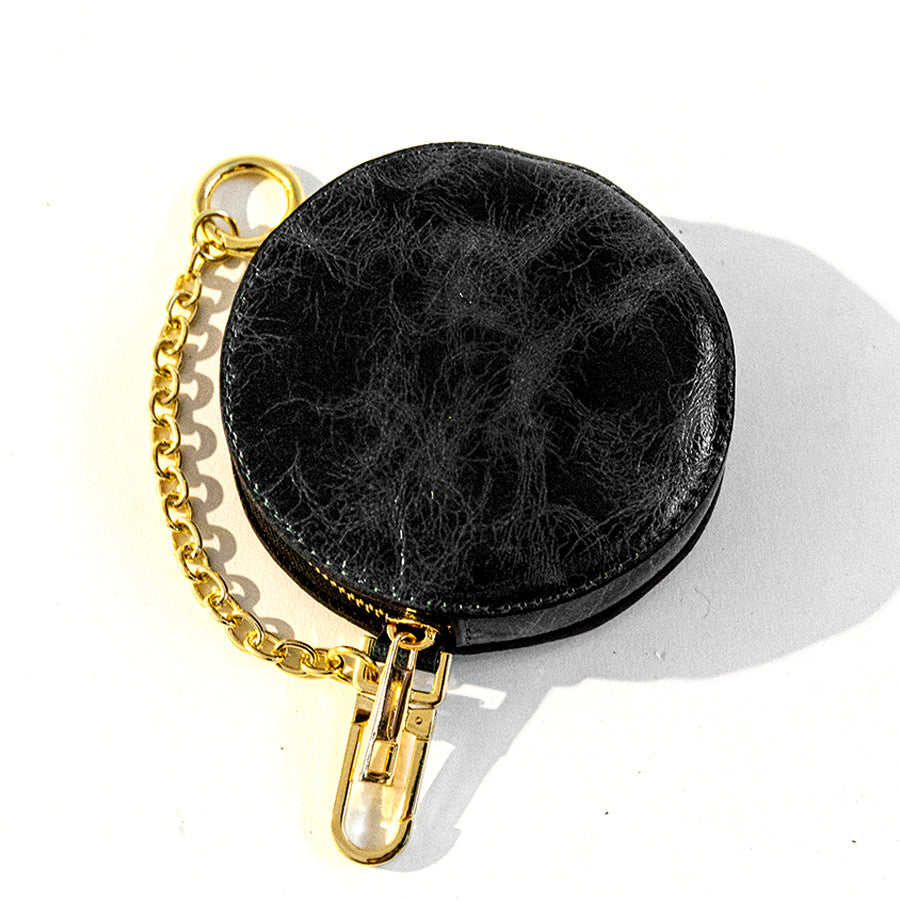 POUCH - black vintage leather wallet