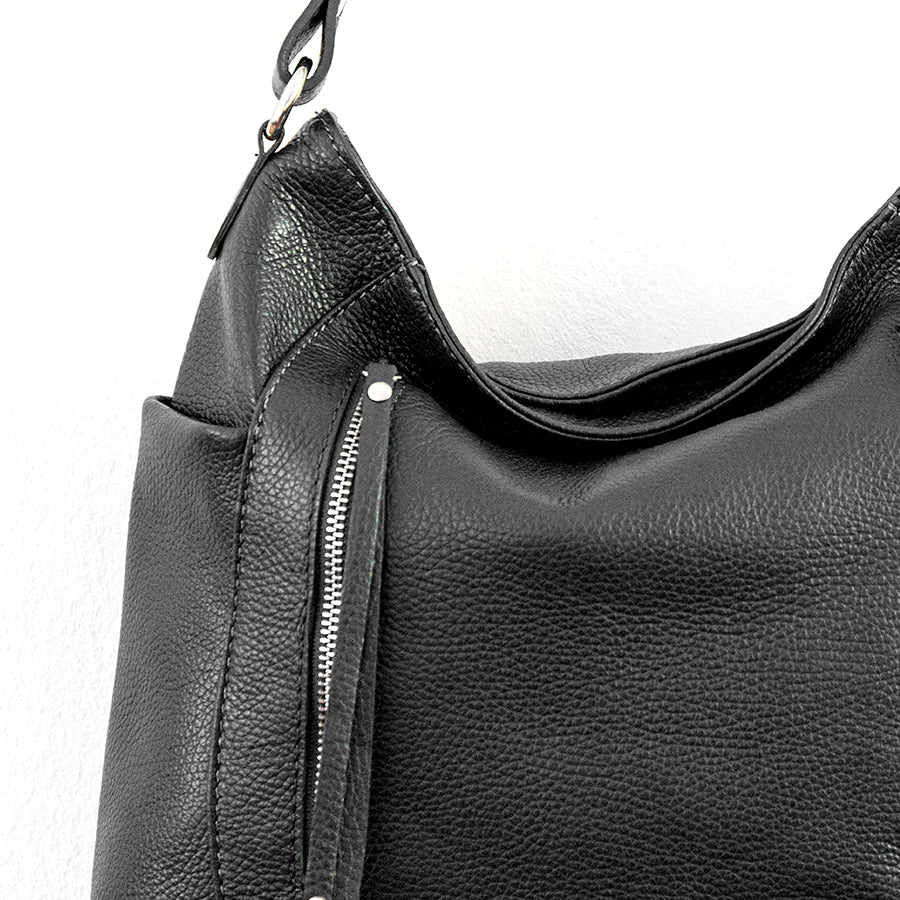 ZIPPY AM - sacca in pelle con zip nera