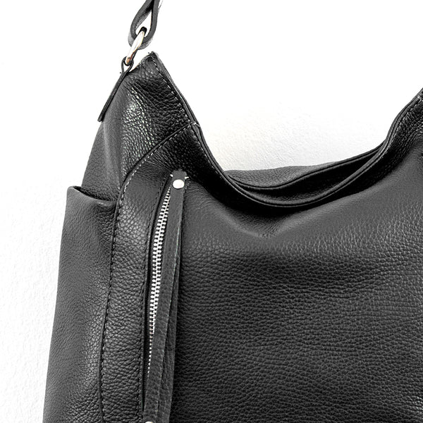 ZIPPY AM - sacca in pelle con zip nera