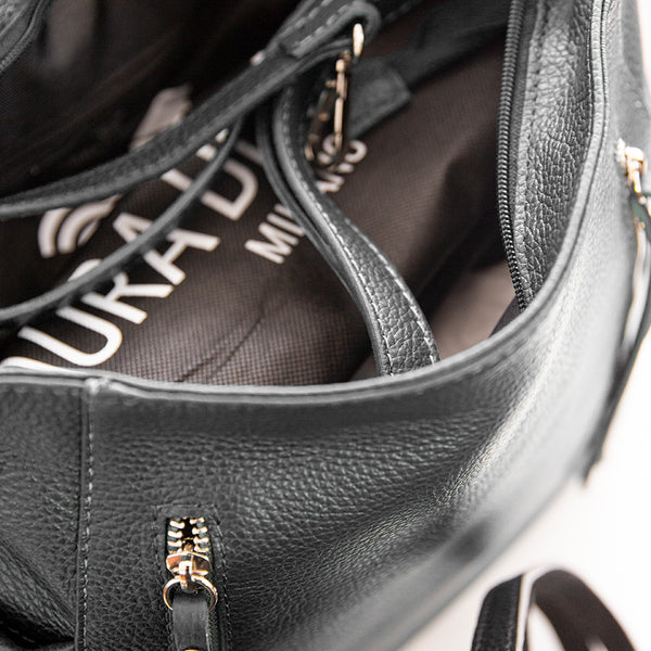 ZIPPY AM - sacca in pelle con zip nera