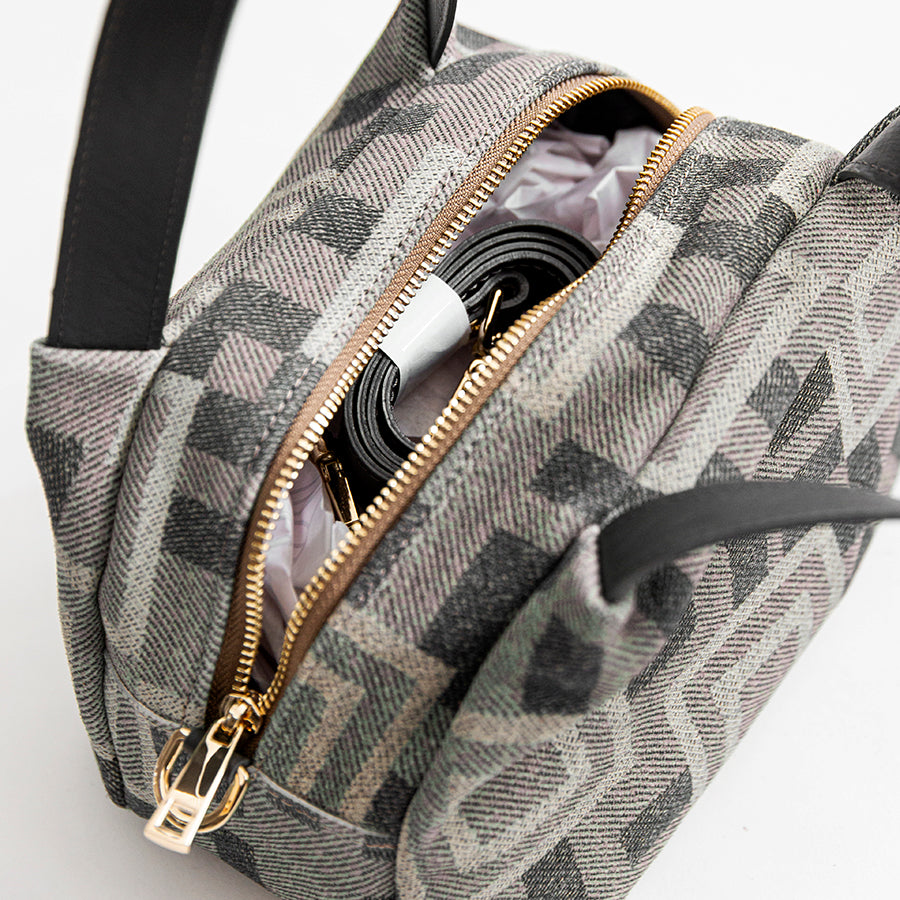 FANTASY - Taupe Printed Suede Handbag