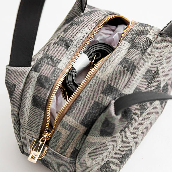 FANTASY - Taupe Printed Suede Handbag