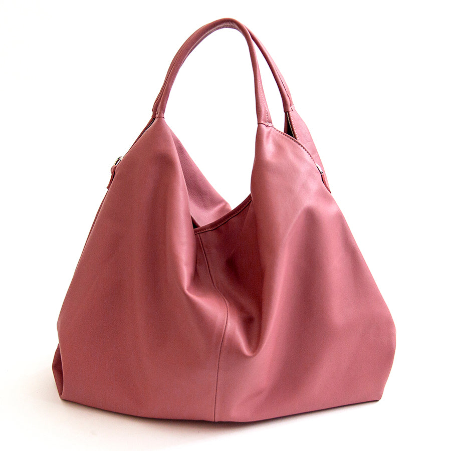 ELSA - Sacca maxi in pelle nappa malva