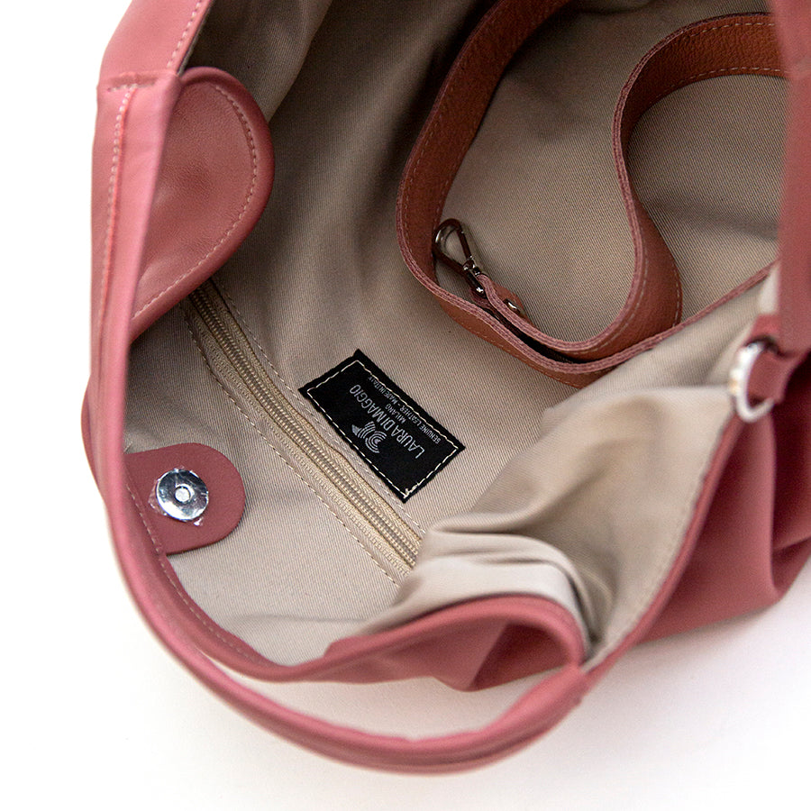 ELSA - Maxi bag in soft mauve nappa leather