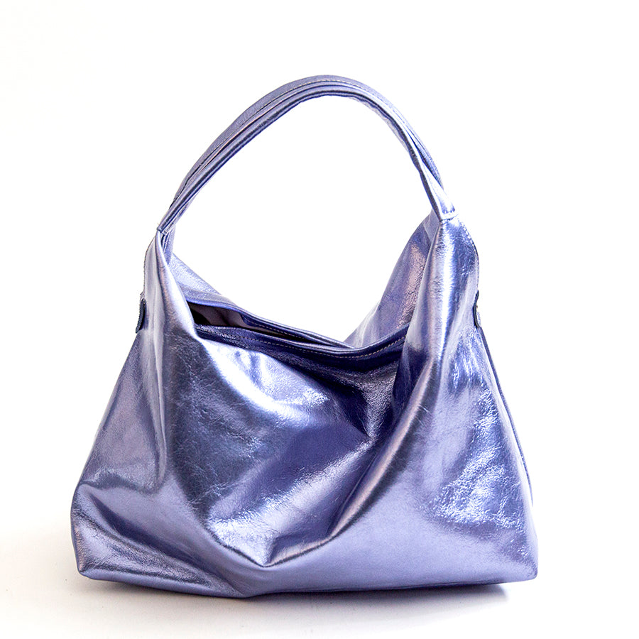 ELSA M - Sacca in pelle laminata glicine