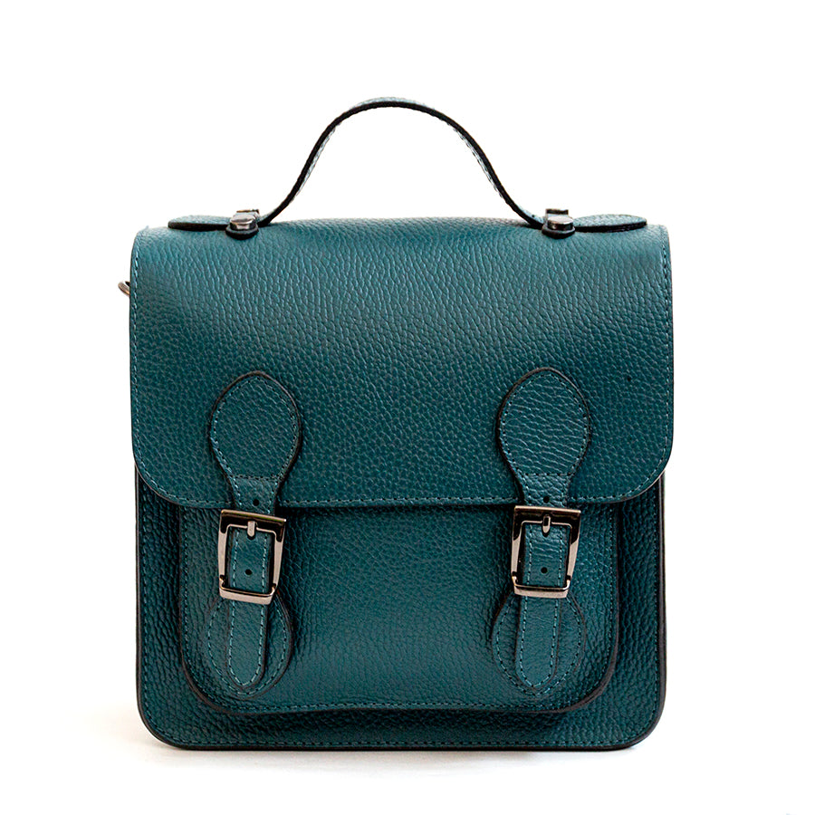 COLLEGE - Petrol Blue Leather Backpack