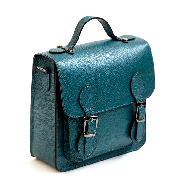 COLLEGE - Petrol Blue Leather Backpack