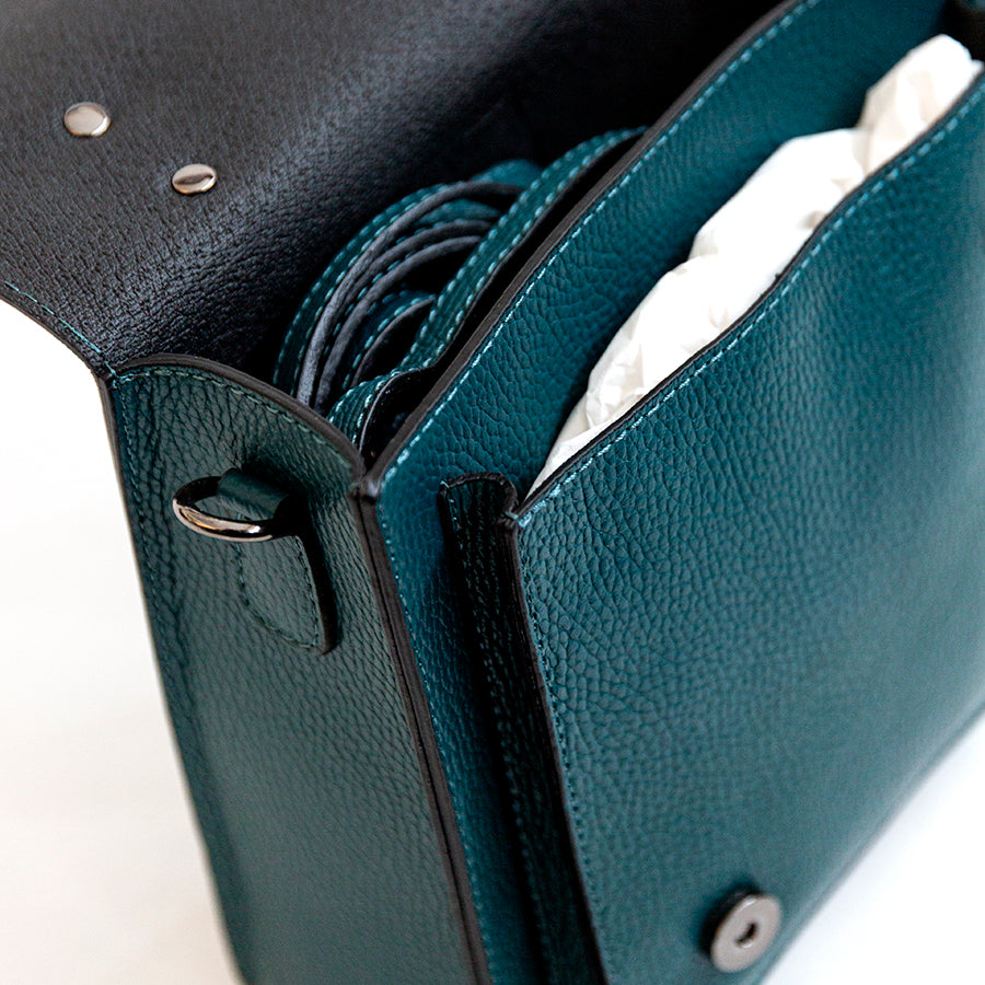 COLLEGE - Petrol Blue Leather Backpack