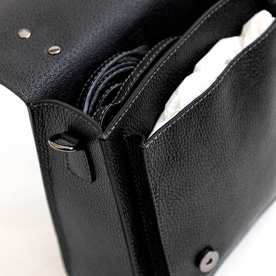 COLLEGE - Black leather backpack