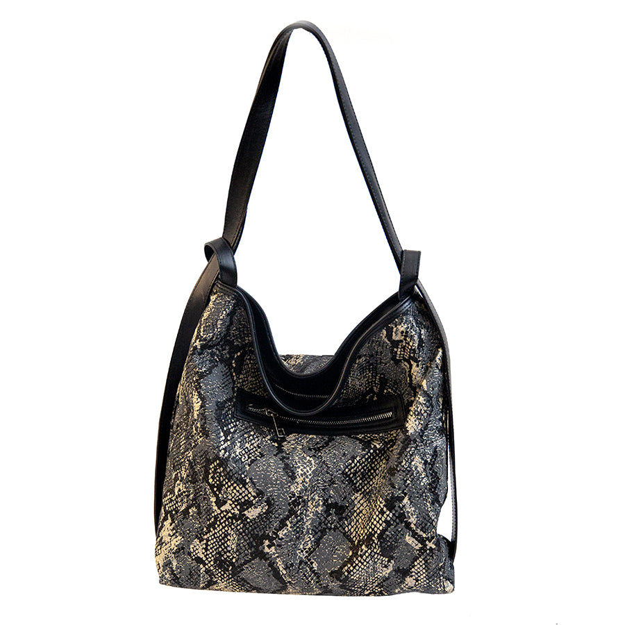 VENICE - Backpack/bag in leather and python fabric