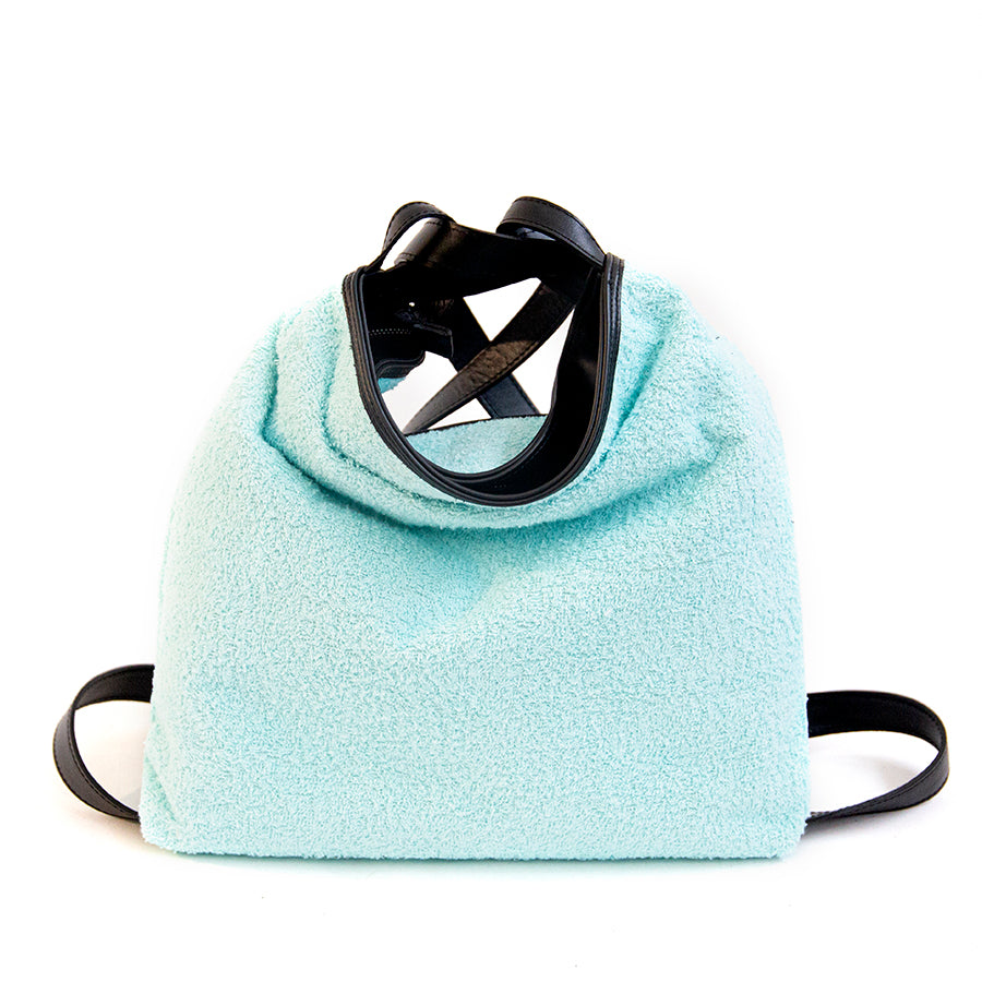 VENICE - Backpack/bag in blue leather and fabric