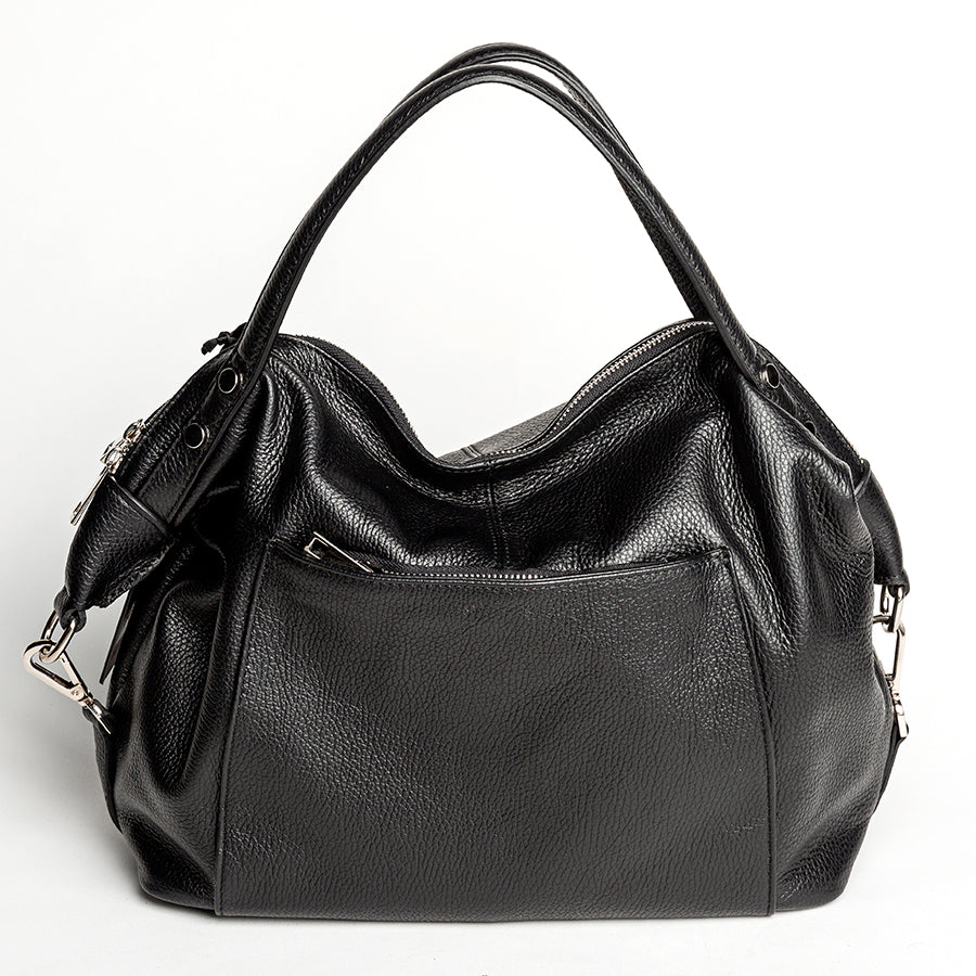 FARA - Maxi bag in pelle dollaro nero