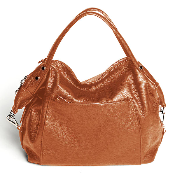 FARA - Maxi bag in pelle dollaro cuoio