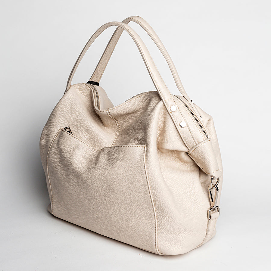 FARA - Maxi bag in latte dollar leather