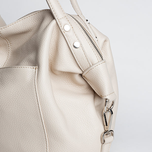 FARA - Maxi bag in latte dollar leather