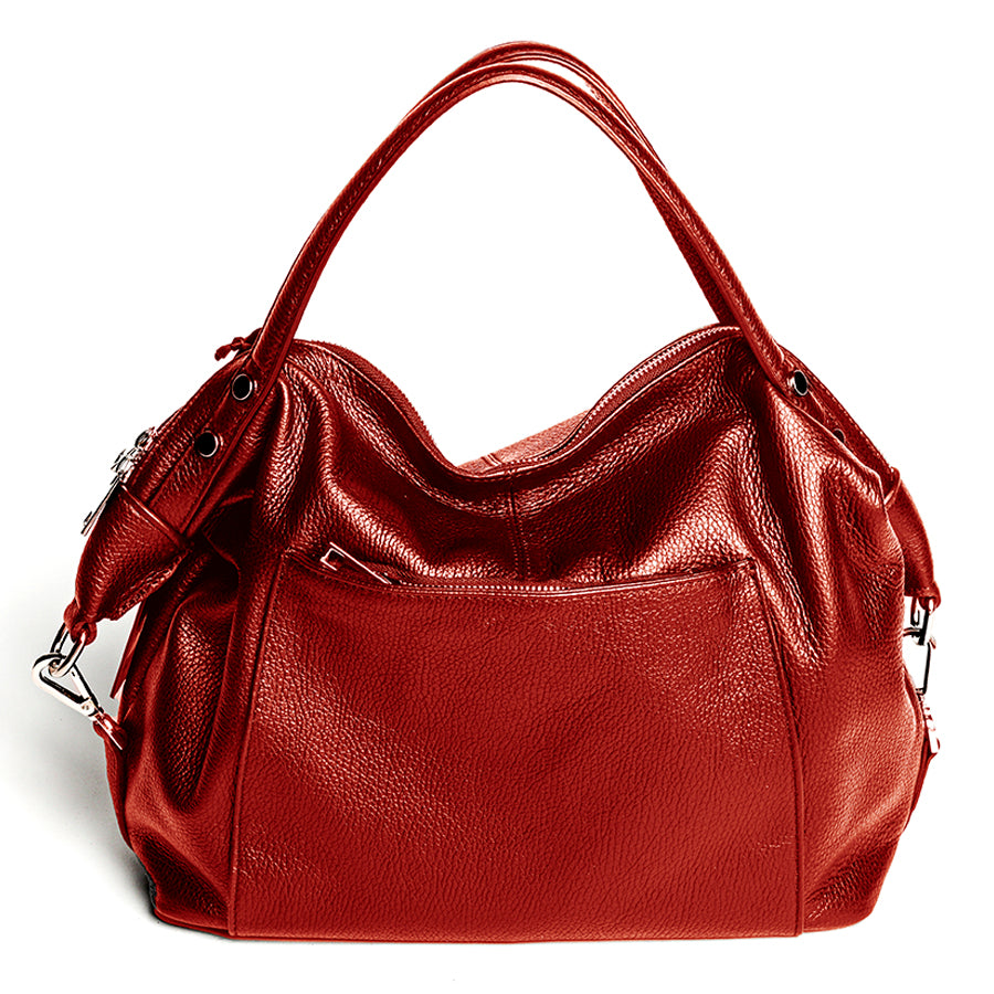 FARA - Maxi bag in ruby dollar leather