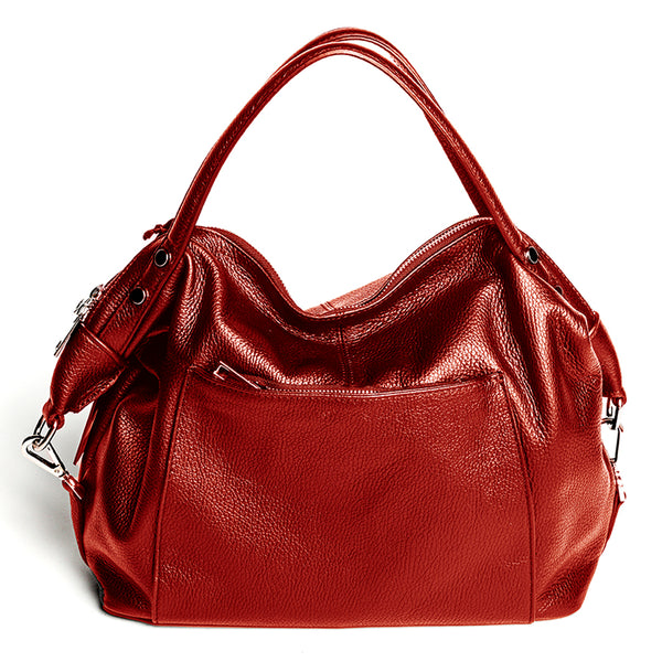 FARA - Maxi bag in ruby dollar leather