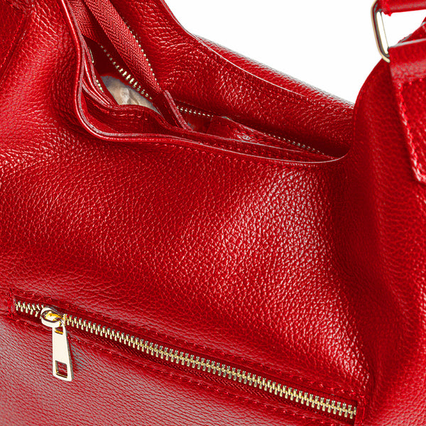 SUZY - Maxi bag in ruby dollar leather