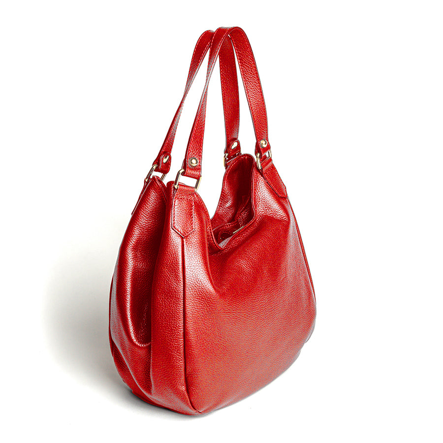SUZY - Maxi bag in ruby dollar leather