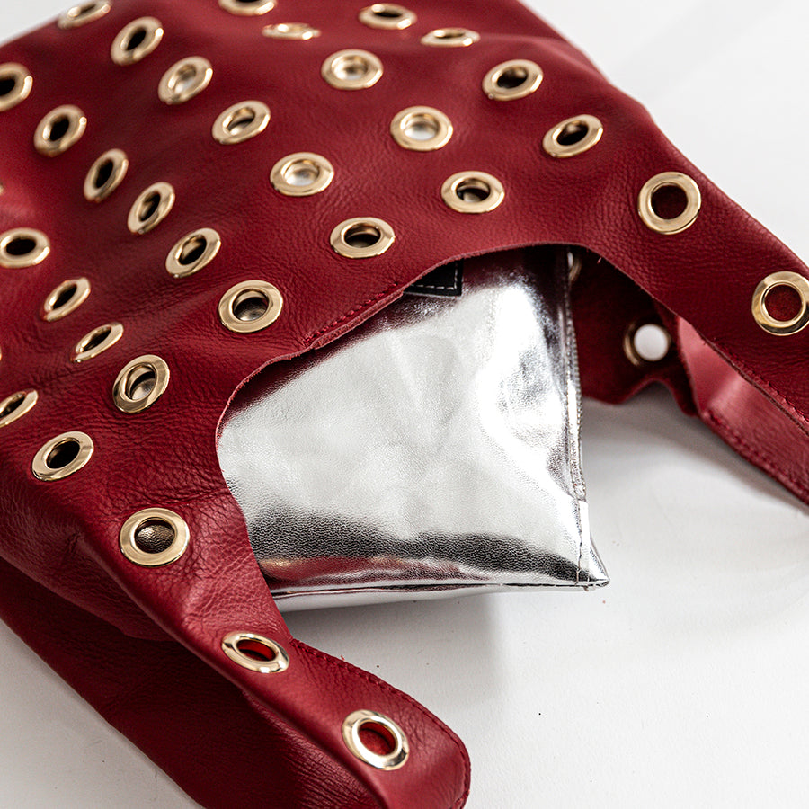 ADELE - Borsa con Vele in Pelle Nappa Rubino