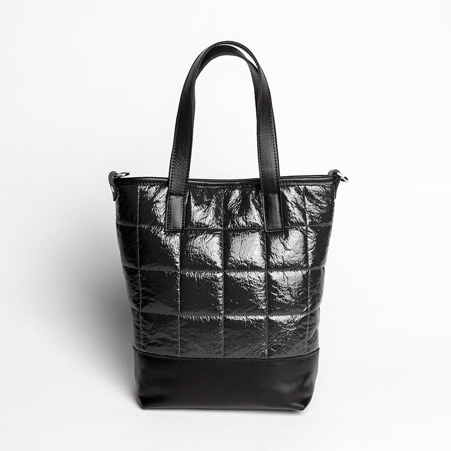 NAPLAK - Nappa leather and eco-lacquer tote in black