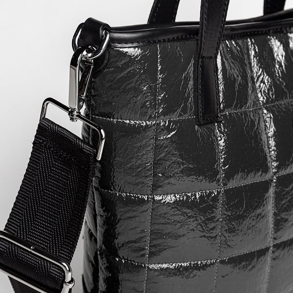 NAPLAK - Borsa in pelle nappa e eco-lacca nera