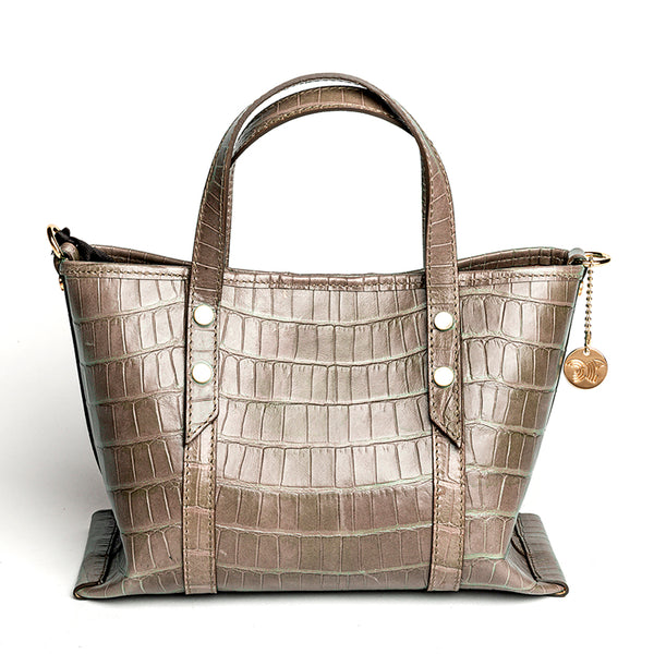 MEDUZA TOTE - Borsa in pelle stampa cocco taupe