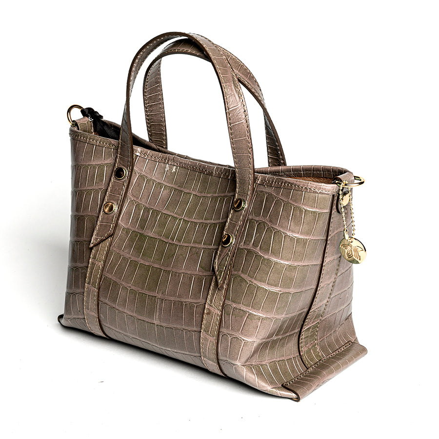 MEDUZA TOTE - Taupe Leather Cocco Print Bag