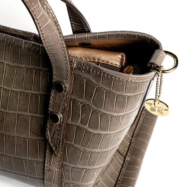 MEDUZA TOTE - Taupe Leather Cocco Print Bag